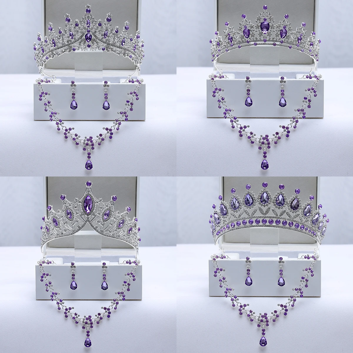 Itacazzo Модный свадебный набор ювелирных изделий-фиолетовая Корона/ожерелье