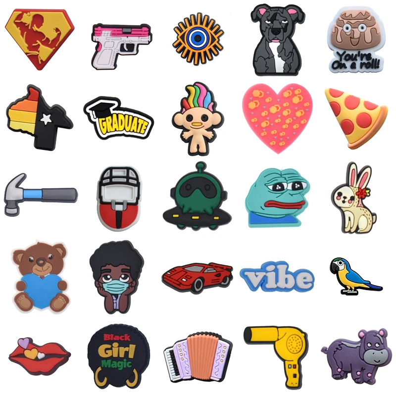 

Наборы для крокса, булавки, аксессуары для детской обуви, украшения для джинсов, рождественские подарки, дизайнерские подвески для обуви, женские летние подвески