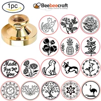 1pc wax seal stamp head 0 98in rotating flower pattern stamp removable retro sealing brass stamp head for envelopes