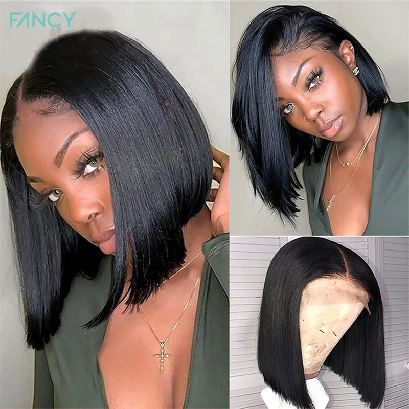 Fancy Short Bob Wig Straight 13x4 Lace Front Wig Human Hair Brazilian Straight Virgin Human Hair Lace Front Wigs for Woman