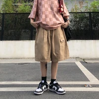 summer cotton cargo shorts men fashion retro pocket shorts mens japanese streetwear loose hip hop straight shorts men m xl