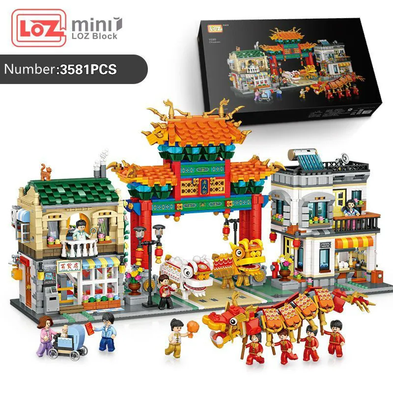 

LOZ Mini Blocks Chinatown Building Bricks World Architecture Model Toy Kids Gifts Children Present Chinatown 1030