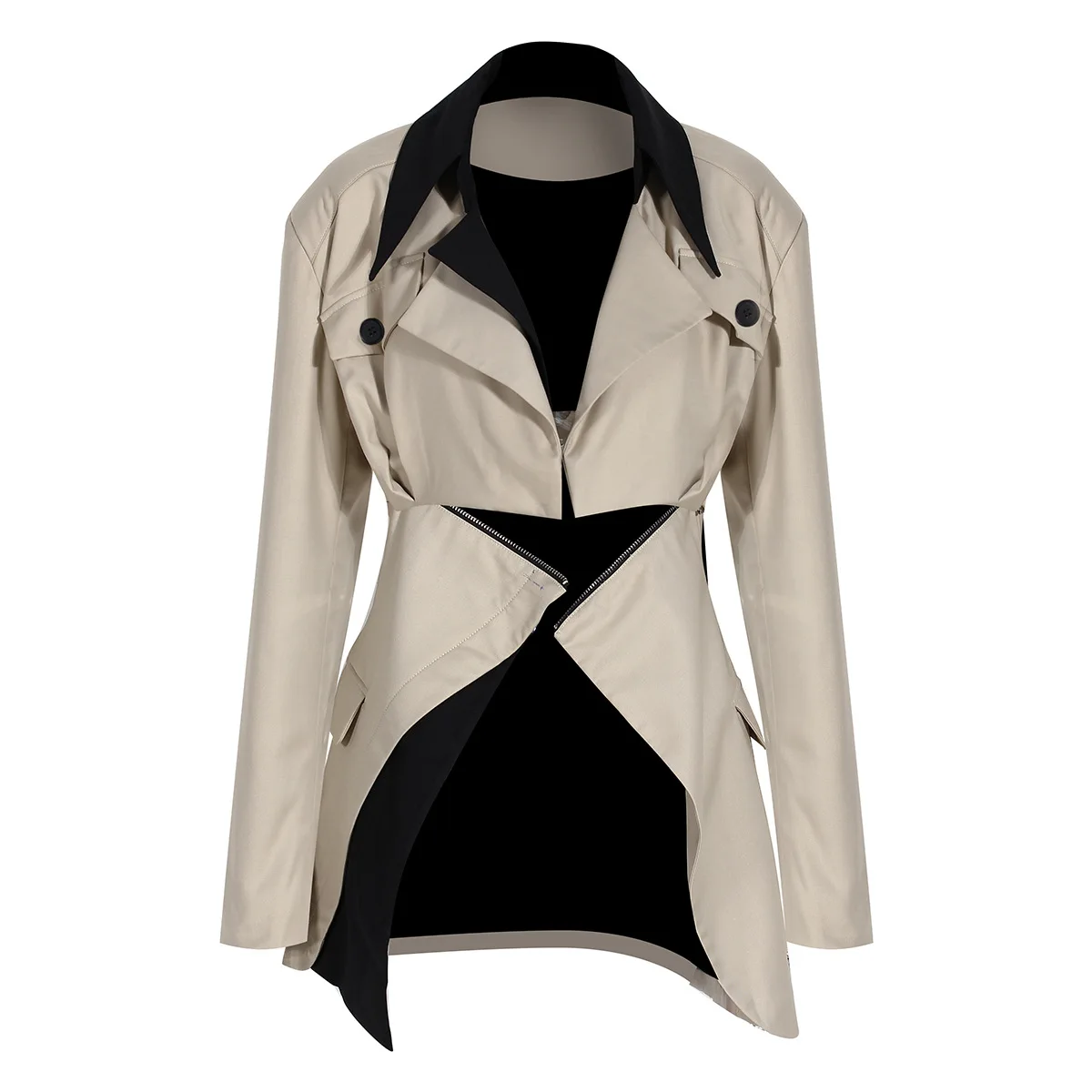 

SuperAen Coat for Women Spring 2022 New Detachable Two Wearing Turn Down Collar Suit Casual Blazer