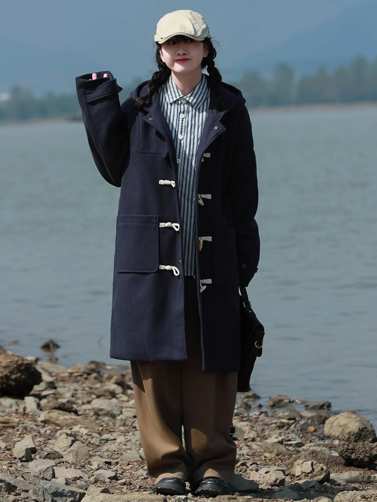 Осень-зима 2024 японская мода ретро шерстяная стеганая теплая верхняя одежда