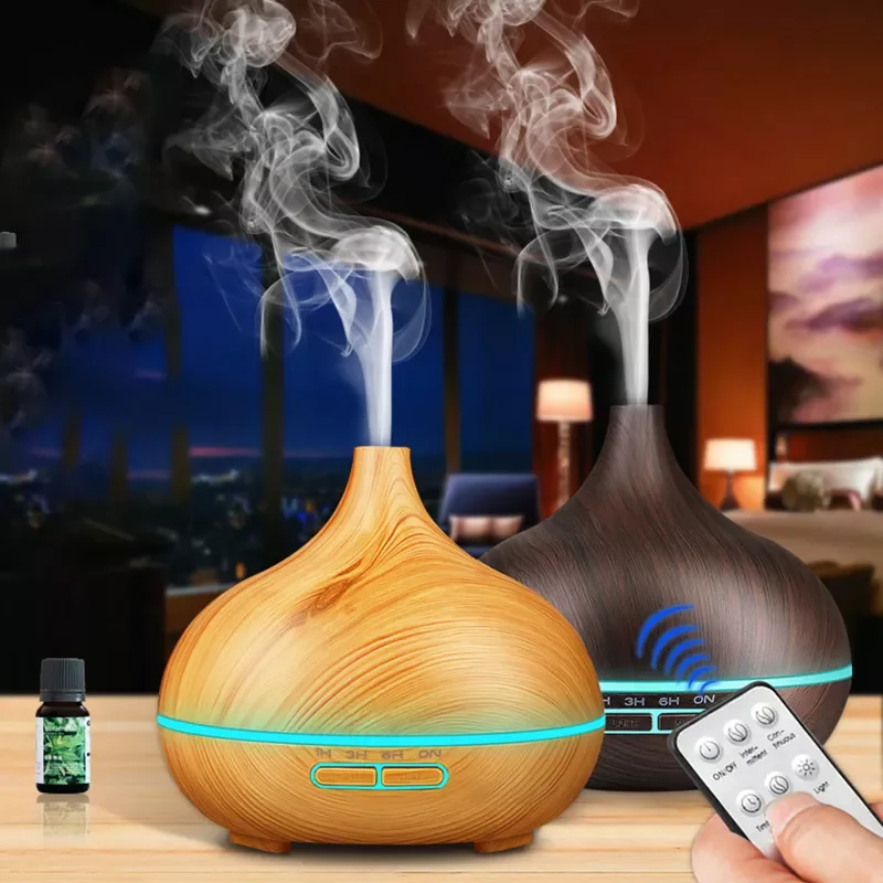 

550ML Electric Aroma Diffuser Essential Oil Diffuser Home Office Air Humidifier Ultrasonic Remote Control Mist Maker LED Lamp