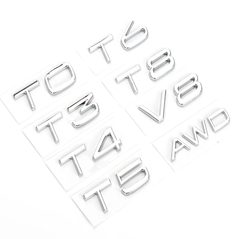 

Metal Car Stickers Trunk Fender Silver Emblem Decal For VOLVO T0 T3 T4 T5 T6 T8 V8 AWD xc60 xc90 s60 v50 v40 Auto Accessories