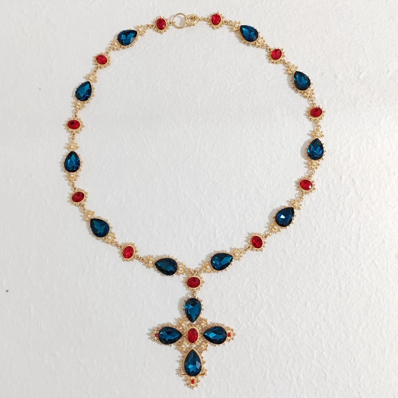 Luxury Crystal Statement Choker  Cross  Necklace For Women Accossery Party Jewelry Baroque style Hight Quality