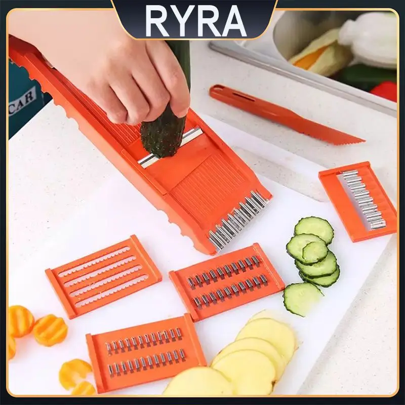 

Stainless Steel Vegetable Cutter Multifunctional Useful Onion Dicer Mandoline 7pcs/set Vegetable Slicer Adjustable Carrot Grater