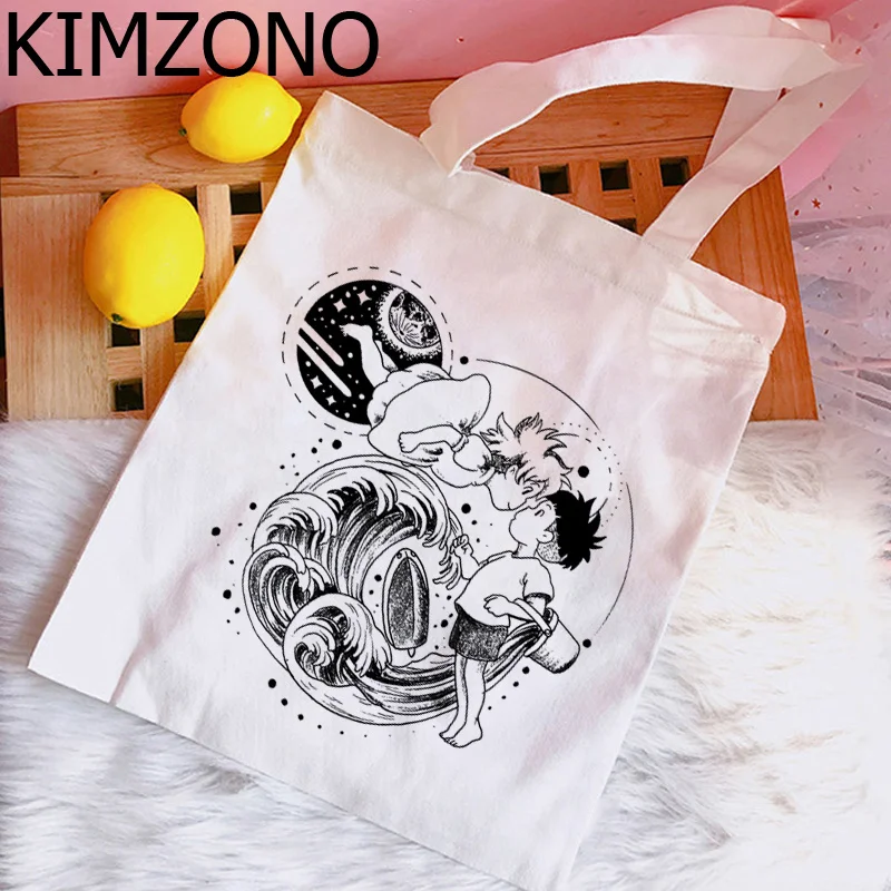 

Studio Ghibli Ponyo shopping bag bolsas de tela cotton bolso tote shopper reusable bag woven ecobag sacola reciclaje grab