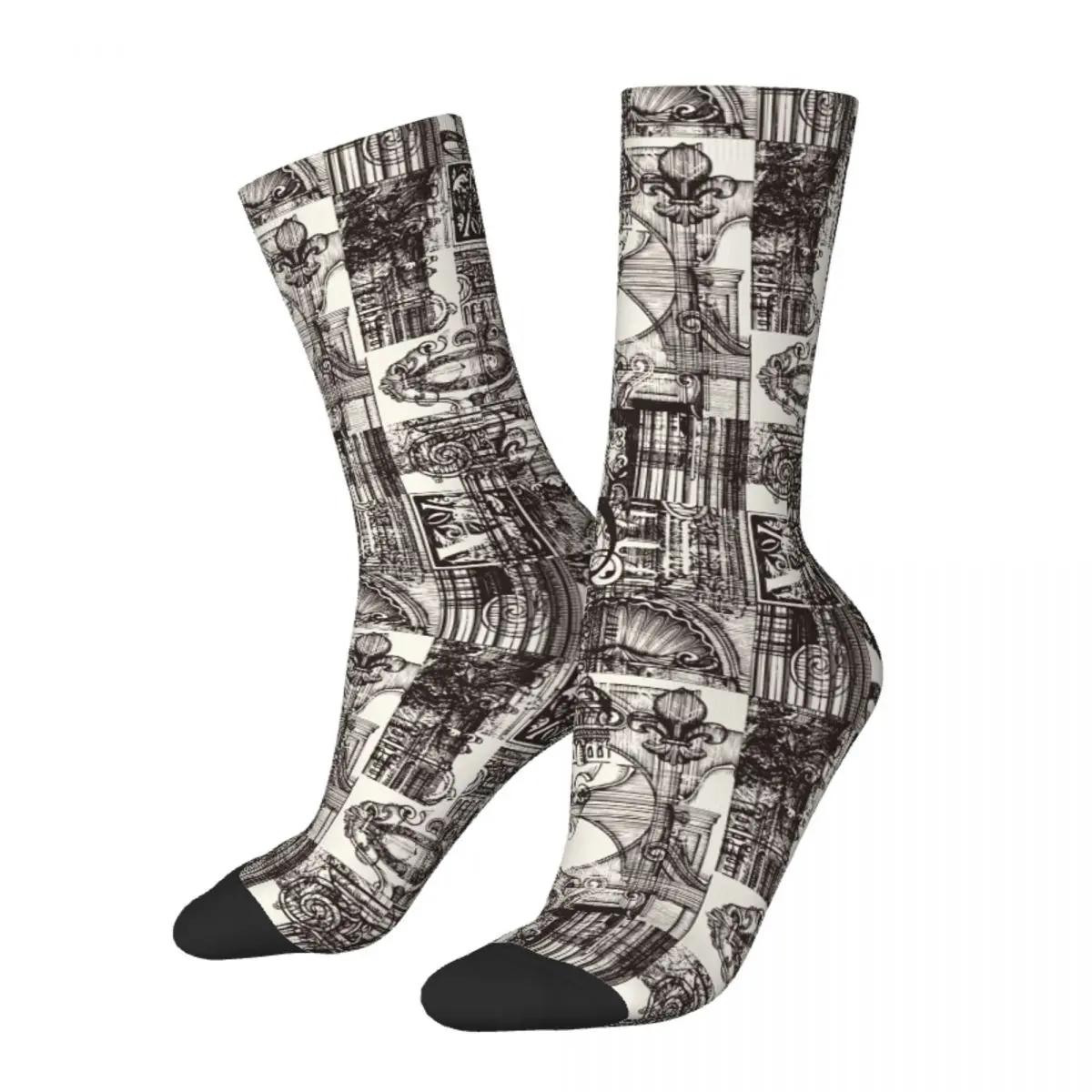 

Happy Funny Men's Socks Crazy French Vintage Architectural Sock Fleur De Lis Sport Women's Sock Spring Summer Autumn Winter