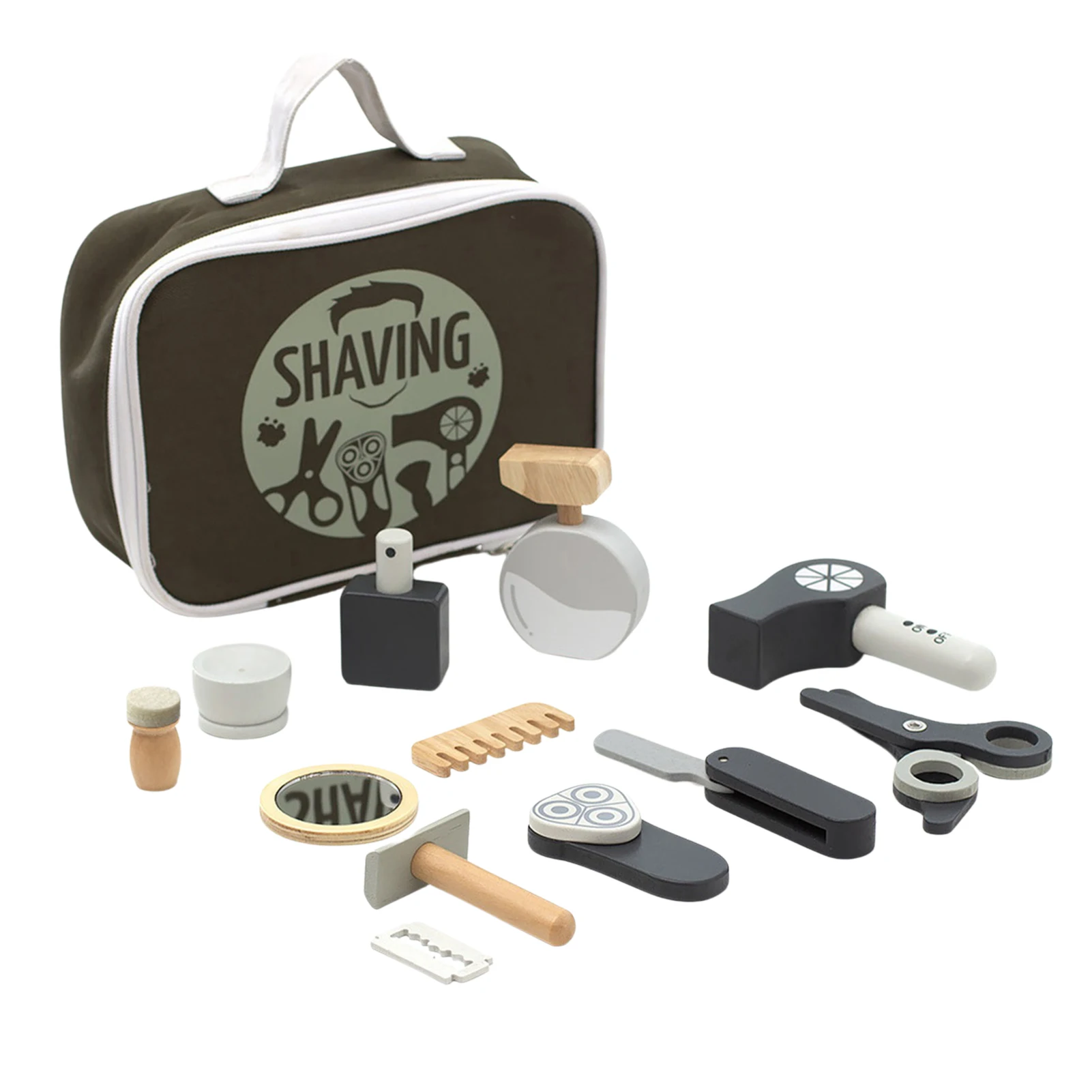 

Toddler Makeup Kids Shaving Kit For Boys Portable Pretend Play Beauty Set Hair Stylist Kit Hair Cut Dressing Up Set Cosmetic Bag
