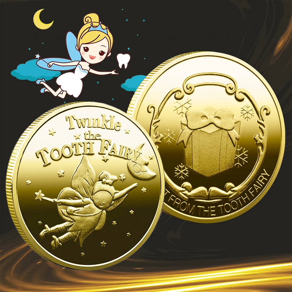 

Tooth Fairy Gold Plated Commemorative Coin Creative Kids Tooth Change Gifts Physical Metal Coin Crypto Commemorative Coin