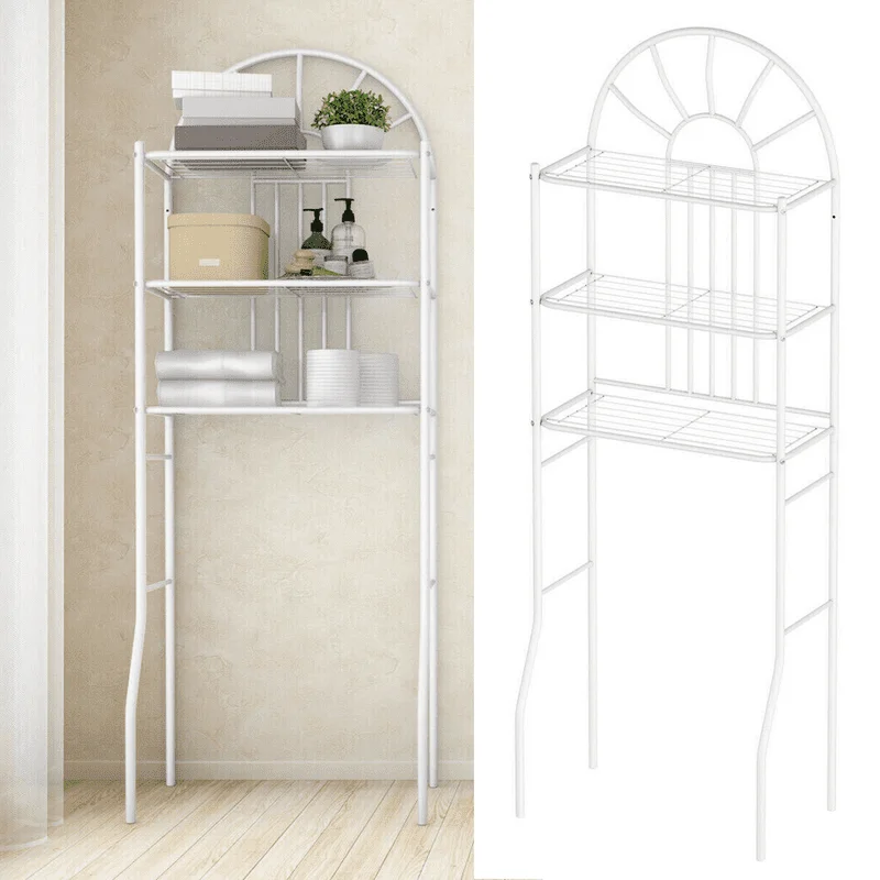

Stylish Metal Shelf Over Toilet, Storage Rack, White Bathroom Space Saver Organizer, Perfect for Your Home Décor.