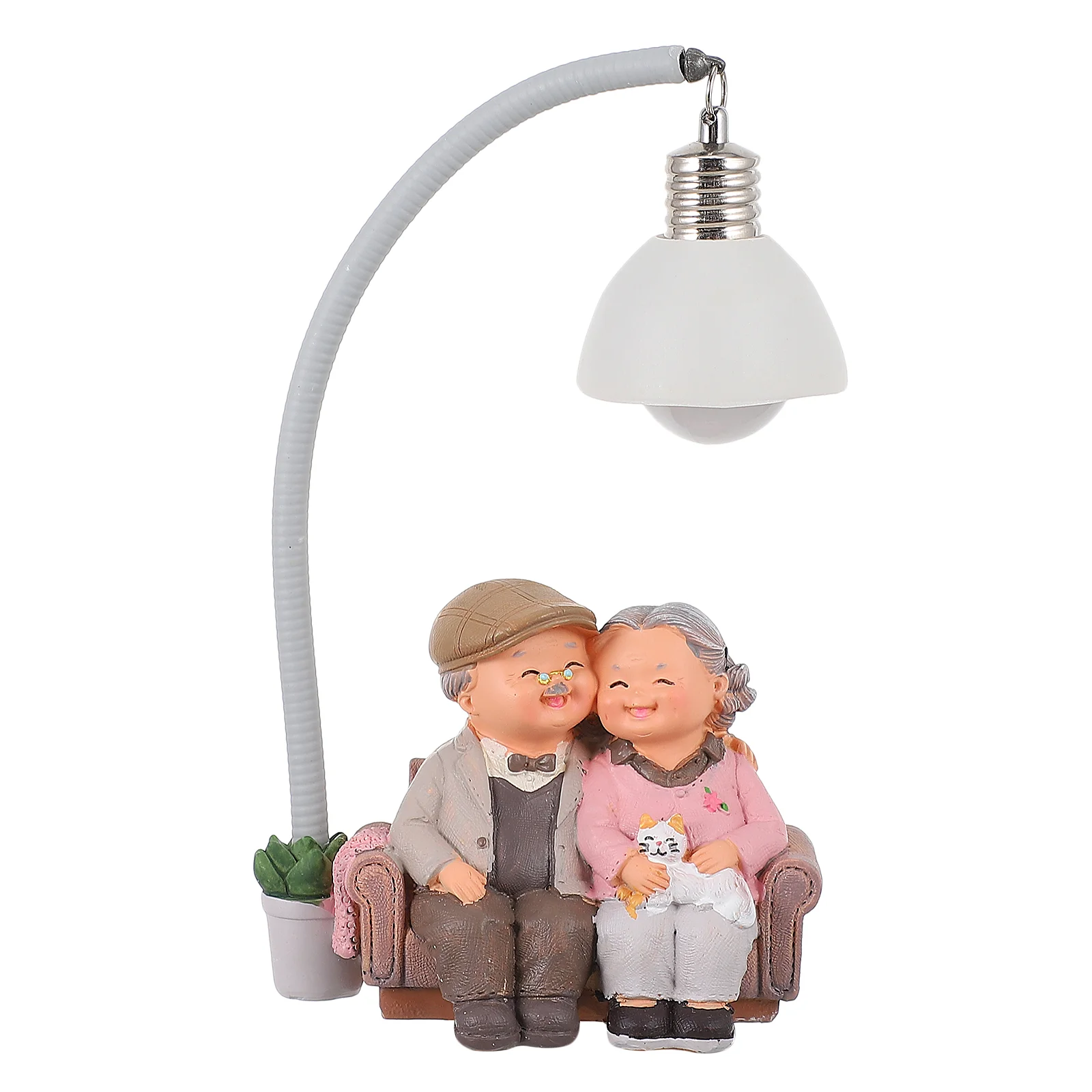 

Couple Figurine Anniversary Elderly Statue Figurines Sculpture Wedding Resin Grandparents Old Night Light Lover Grandma Grandpa