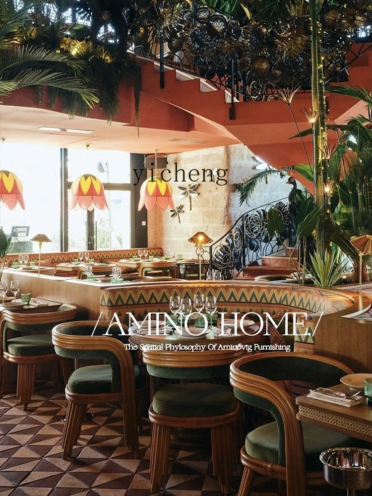 ZF винтажная картина маслом зеленый обеденный стул для дома и ресторана