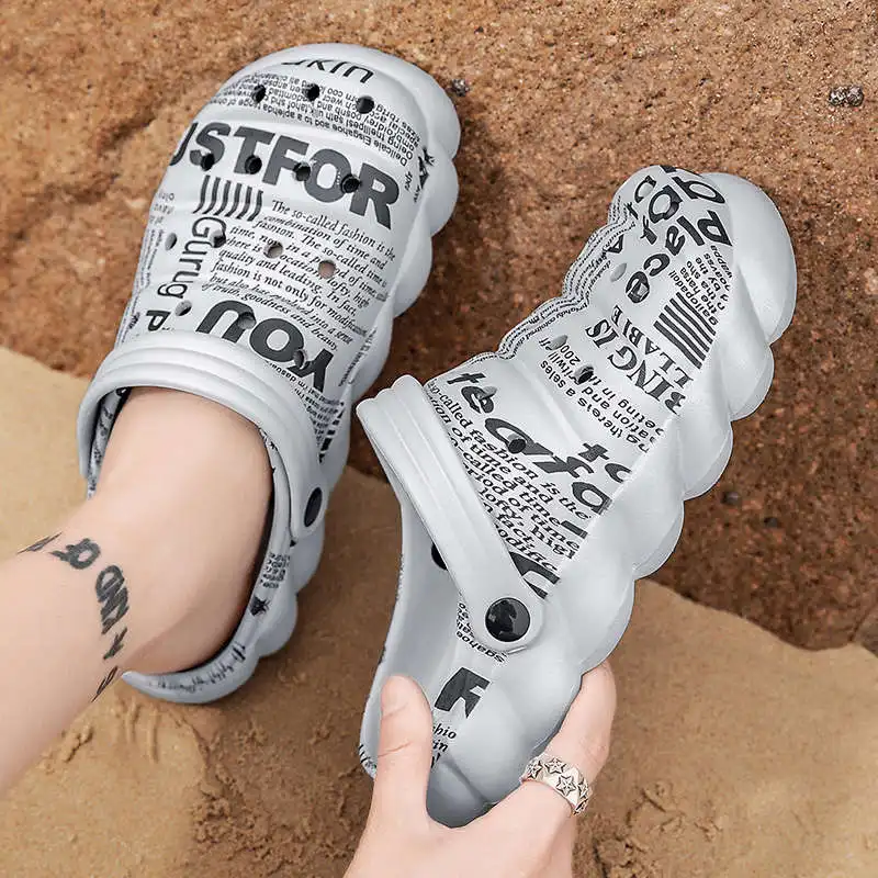 

Promotion Flip Flops Men Breathabl White Heel International Brand Clog Moccasinsfor Summer High-Heeled Sandals Health Tennis