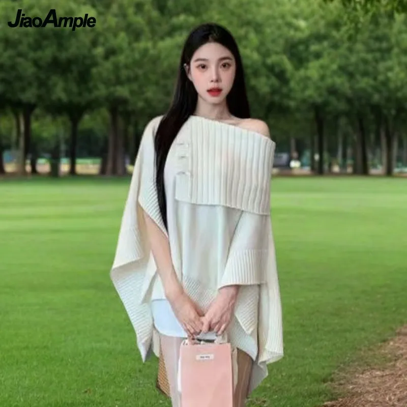 Женский осенне-зимний новый шикарный вязаный свитер нестандартной формы +