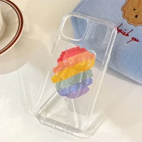 lovely 3d bear rainbow graffiti case for iphone 13 pro max back phone cover for 12 11 pro x xs xr 8 7 plus se 2020 capa
