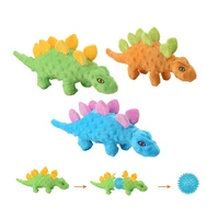 2 in 1 pet dog plush stegosaurus squeaky toys tooth cleaning molar toys pet accessories for anxiety relief