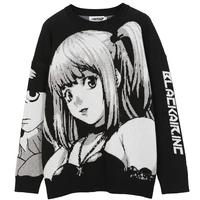 maxbarley mens hip hop streetwear harajuku sweater vintage japanese style anime girl knitted 2021 cotton pullover sweaters male