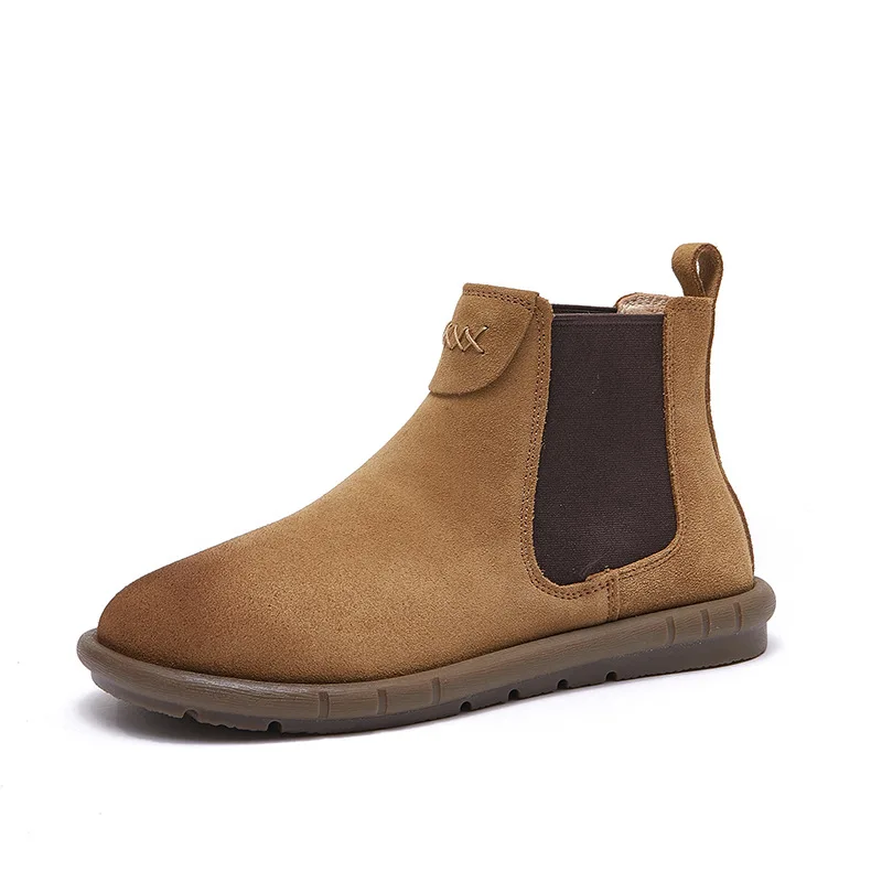 Женские короткие ботинки Челси из воловьей кожи модные натуральной замши на