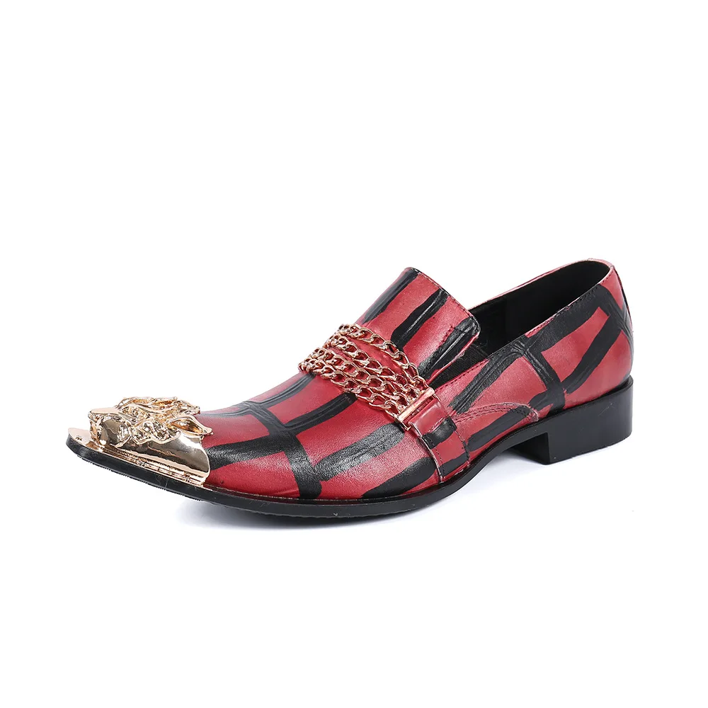 New Iron Head Pointed Head Leather Fashion Leather Personality Single Shoes Leather Men's Shoes Retro Dress Gift
