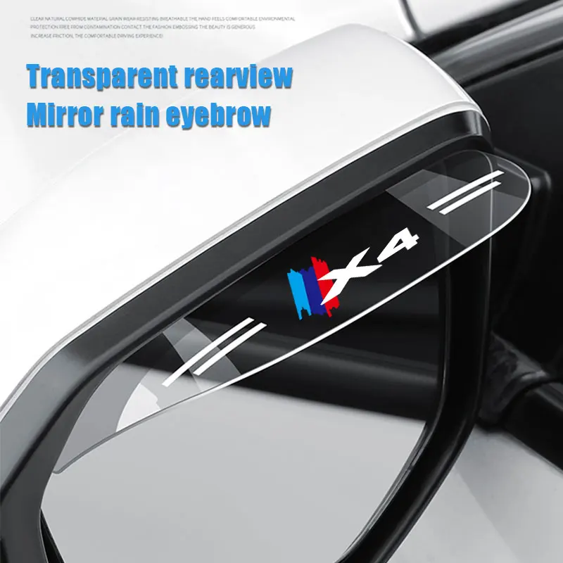 

2Pieces Rearview Mirror Rain Shade Rainproof Blades Car Back Mirror Eyebrow Rain Cover Car Accessories For BMW X4 Flexible PVC