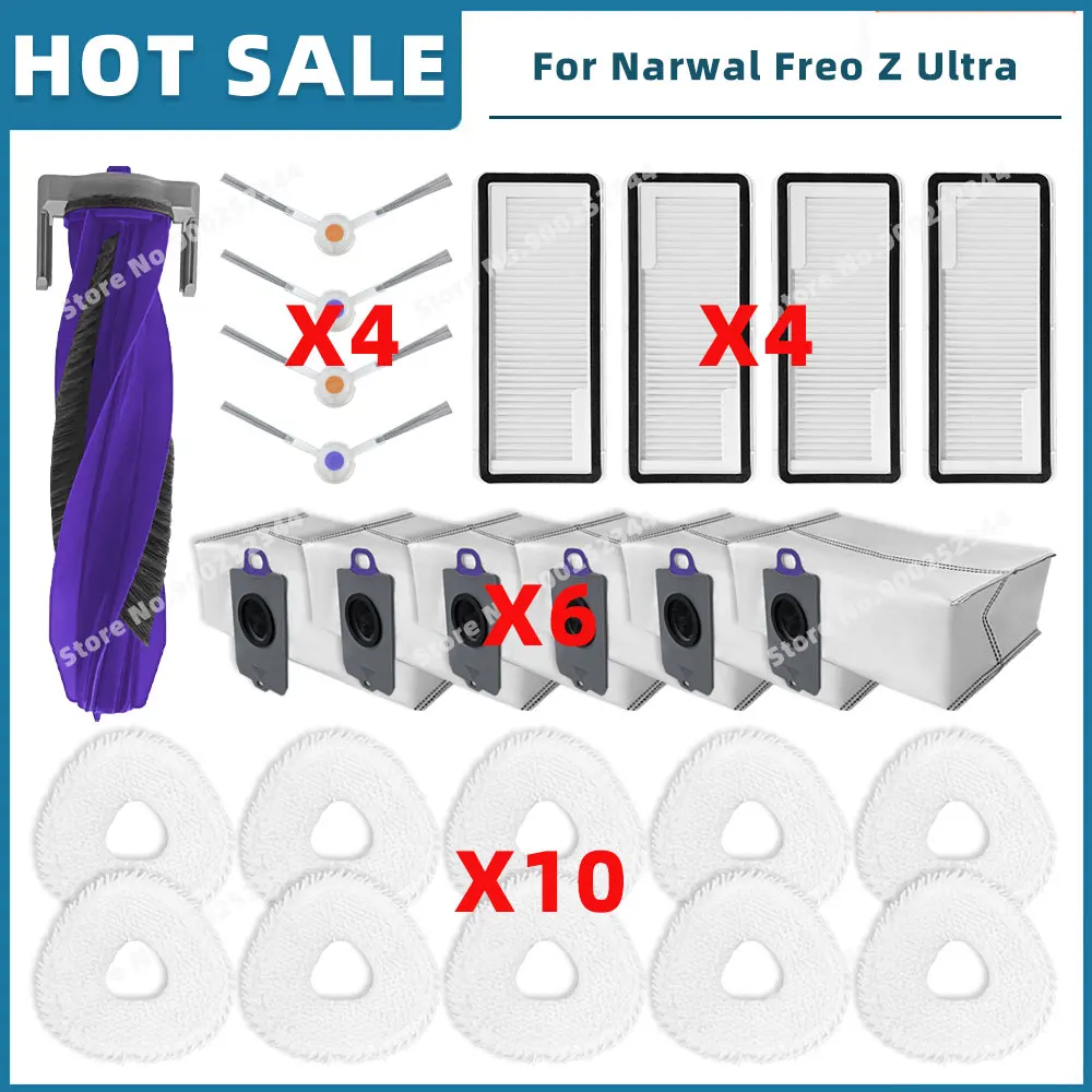 

Запчасти для ( Narwal Freo Z Ultra ) аксессуары для замены, основная боковая щетка, Hepa фильтр, Швабра, тканевый мешок для пыли