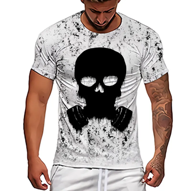 

2022 Men Summer Casual Short Sleeve T-Shirt Best Seller Men Clothing Streetwear Skull Print Graphic Tshirts Tops