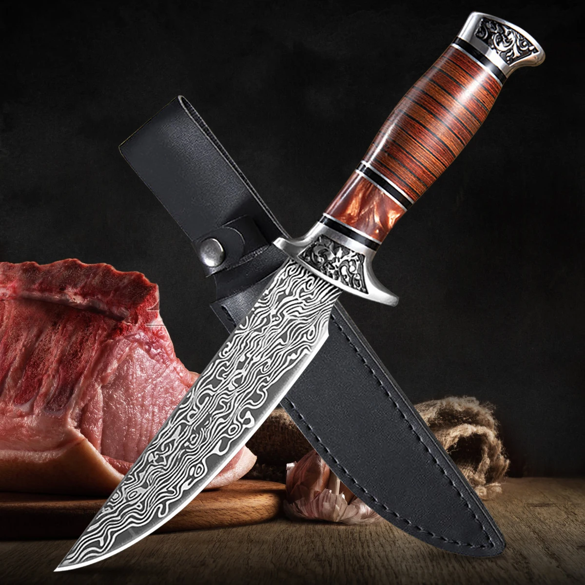 

5Cr15Mov Stainless Steel 6inch Forged Chef Knife Boning Camping Serbian Knife Kitchen Butcher Knife Meat Fruit Cleaver