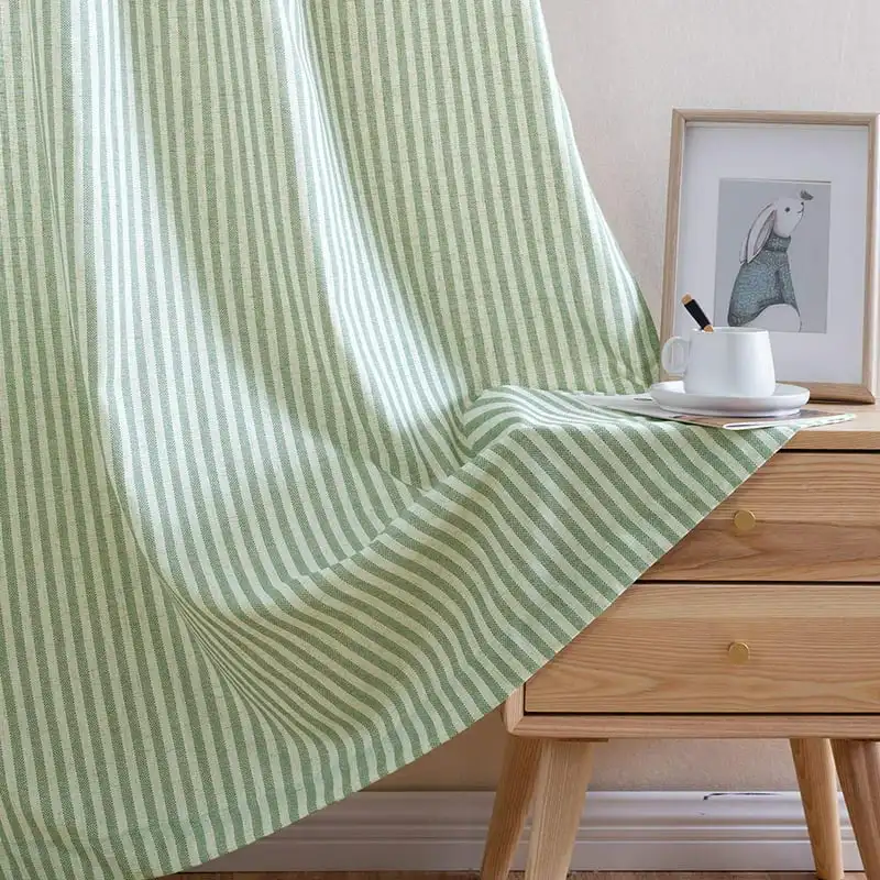 

Classy Farmhouse Striped Sage Green Light Filtering 96 inch Curtains Grommet Top 2 Panels Drapes for Living Room Bedroom.