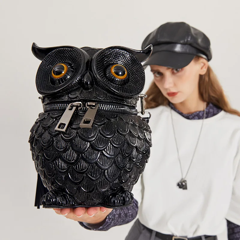 

Embossed Three-dimensional Niche Creative Women's Bag Punk Simulation Owl Shoulder Messenger Bag Original Animal Tassel Handbags