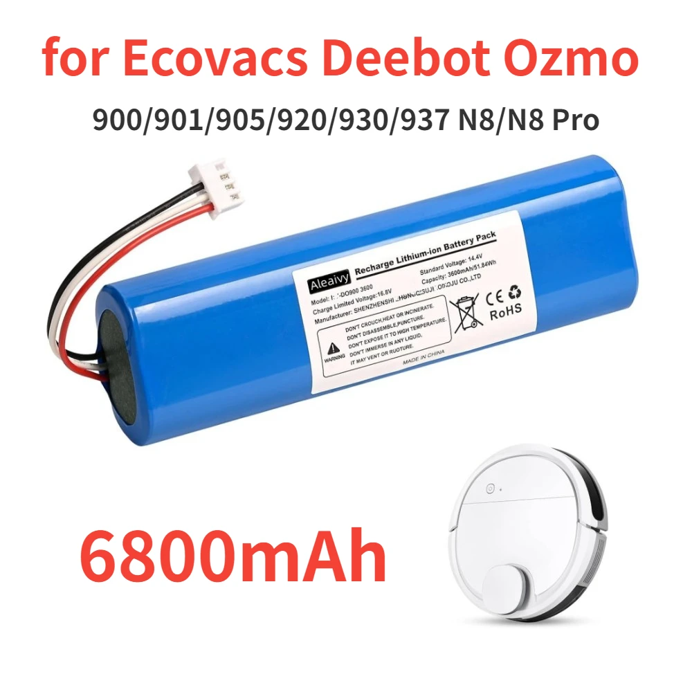 Фото Долговечный аккумулятор емкостью 2600 мАч для Ecovacs Deebot N8 Pro Ozmo 930937, 14,4 В, литий-ионный аккумулятор для деталей робота-пылесоса №2