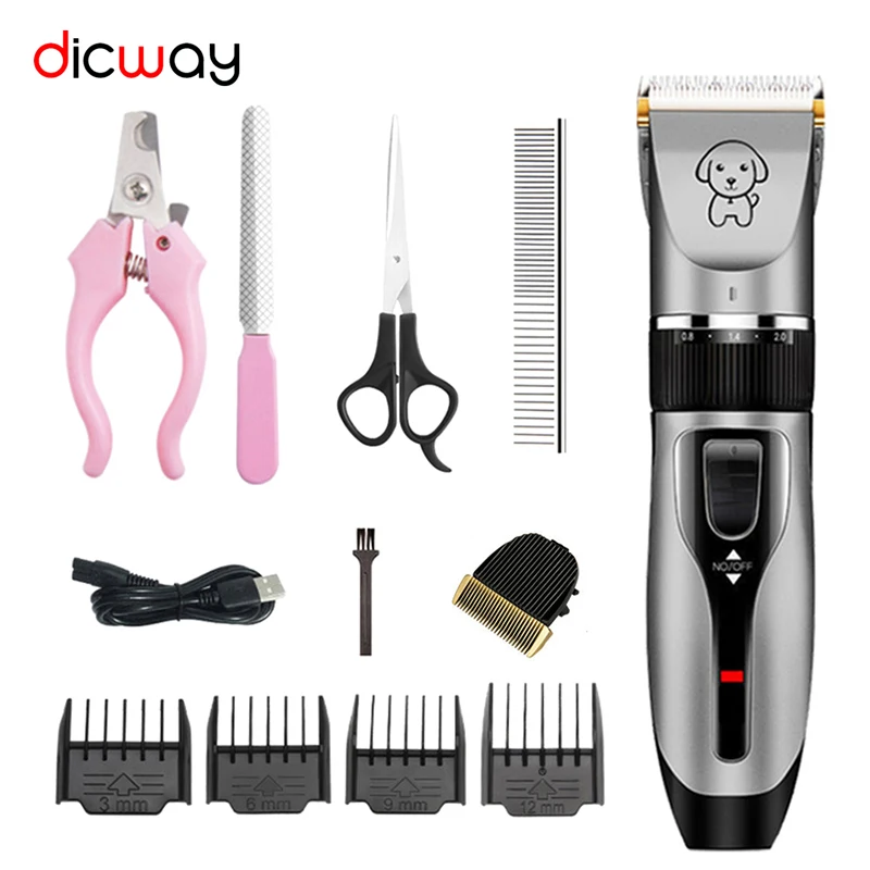 

Профессиональная машинка для стрижки животных Dicway, триммер для шерсти собак и кошек, бритва, электрический триммер для груминга