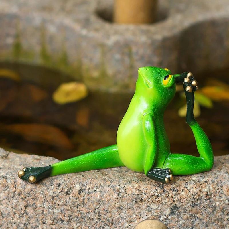 

New Yoga Frog Statue Resin Figurine Animal Handmade Crafts Sculpture Entrance Wine Cabinet Ornaments Nordic Animal Statues Decor
