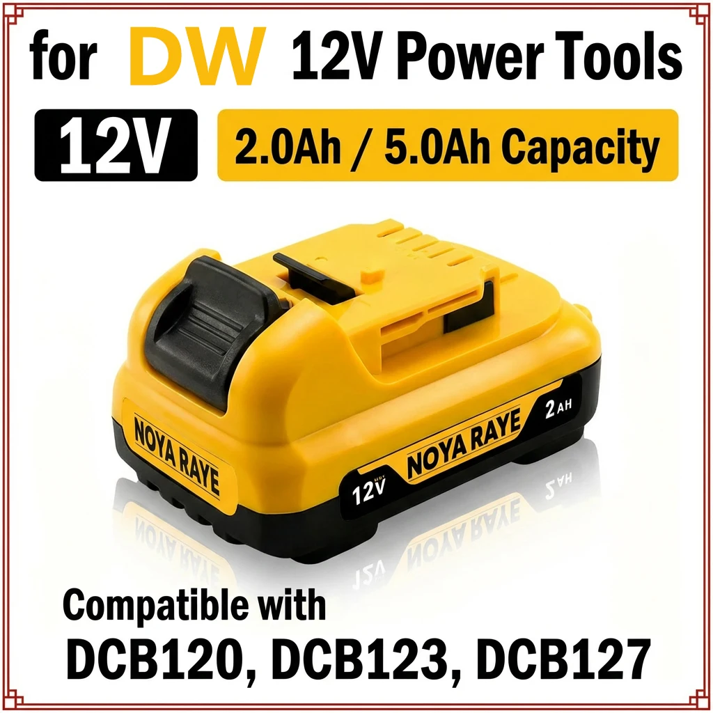 Фото Аккумуляторная литиевая батарея 12В 5Ач DCB120, совместимая с DCB122, DCB123, DCB124, DCB125, DCB100, DCD710 для беспроводных ручных электроинструментов №1
