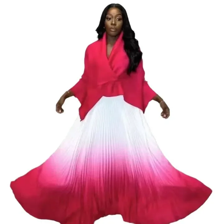 Плиссированная юбка со складками комплект для выпускного вечера свободный