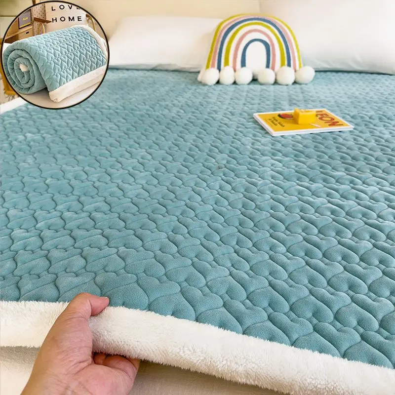 Зимний мягкий матрас с молочным бархатным покрытием двойное покрывало роскошная