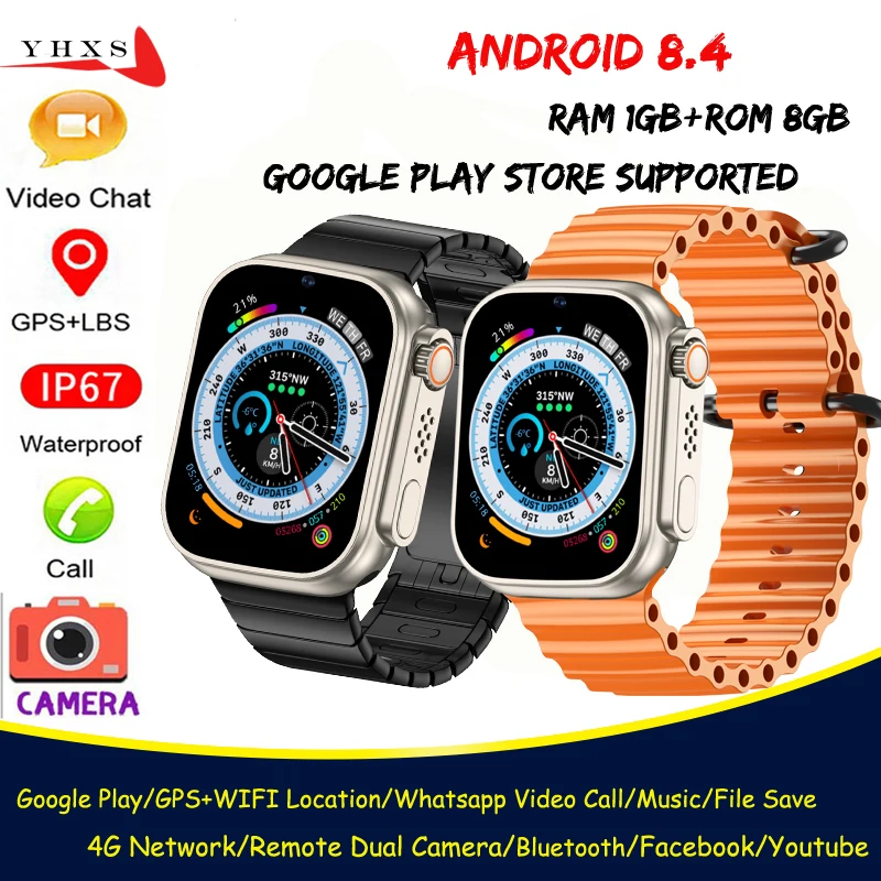 

Смарт-часы мужские с поддержкой Android, 4G, SIM-карты, GPS, Wi-Fi