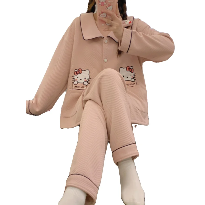 Новинка весна-осень женский кардиган Sanrio Hello Пижама Kitty из чистого хлопка с