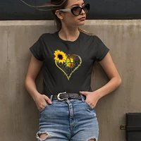 women lady butterfly sunflower t shirt 90s style cute print t shirts summer clothes harajuku black oversized short sleeve s 4xl