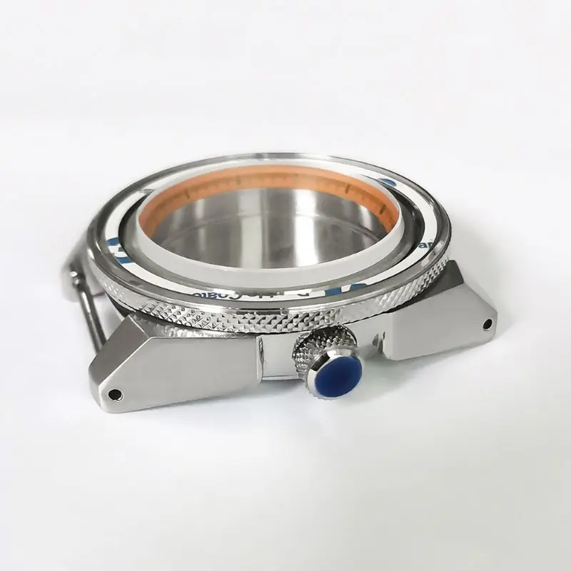 43mm Mod Seiko Samurai Cases Sapphire Crystal Glass Fits NH35 NH36 7S26 Japan Automatic Movement 28.5mm Dial Silver Diving Cases