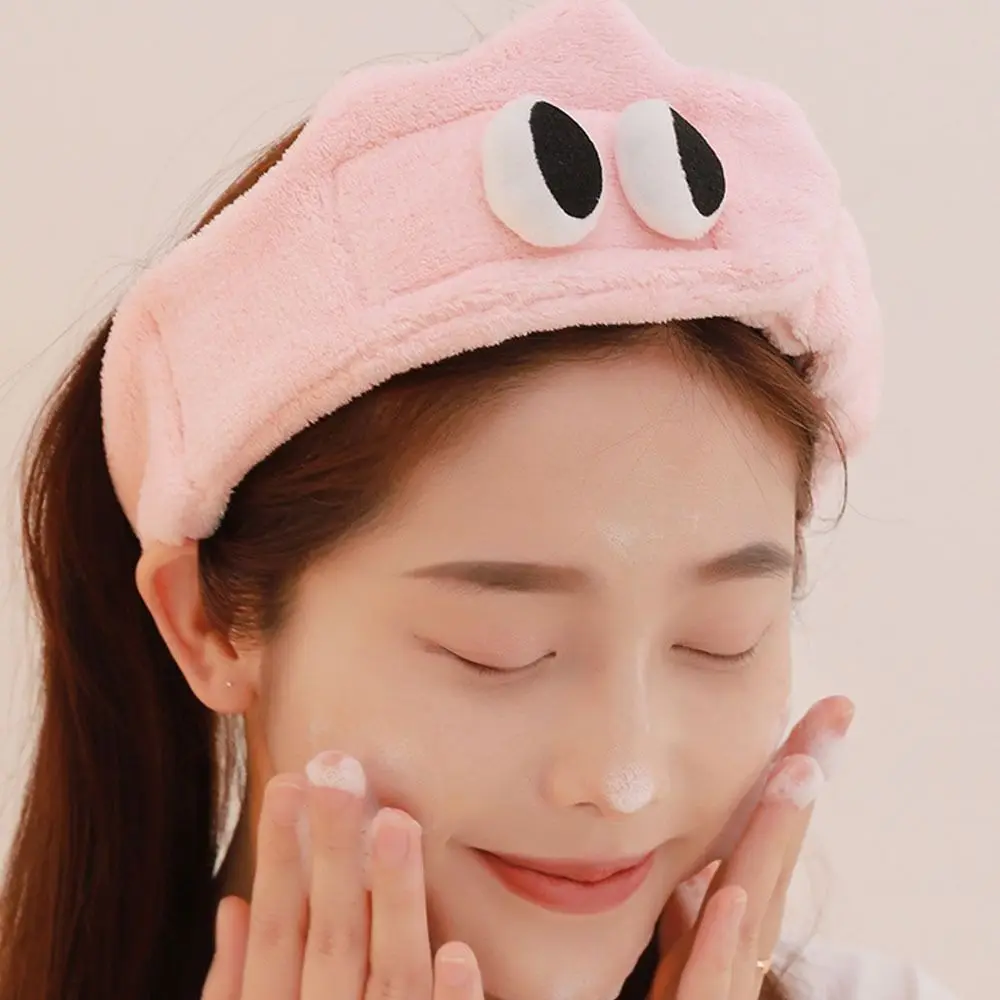Широкая повязка на голову с большими глазами для мытья лица милая плюшевая в