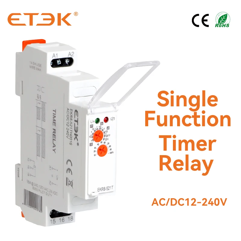 Реле времени задержки включения/выключения ETEK, электронный переключатель, однофункциональный, 12 В, 220 В, 16 А, В переменного тока, SPDT переменного тока/Φ модуль