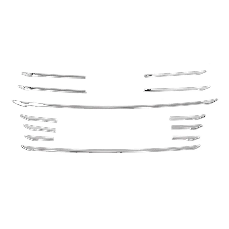 

12 Pcs Car Front Bumper Grille Cover Trim Strips for-Audi A4 B8 2013-2015