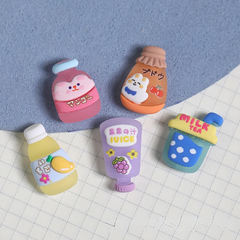 

10Pcs Kawaii Simulation Drink Bottle Resin Cabochon Flatback Scrapbooking Crafts for Hair Clip Accessories DIY Phone Decoration