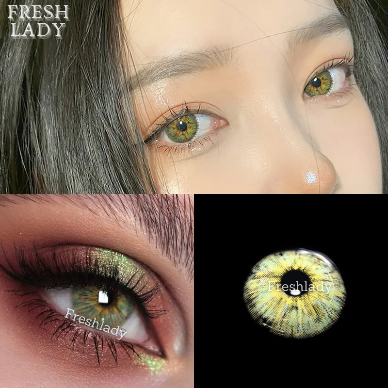 

UYAAI 1Pair Colored Contact Lenses Beauty Color Pupils For Eyes Natural Color Lens Monet Green Soft Makeup Yearly Use