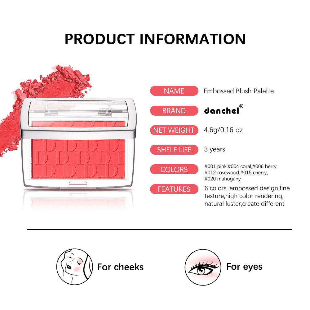 Матовая Палитра Румян С Тиснением 6-цветная Пудра Для Лица Высоким Содержанием