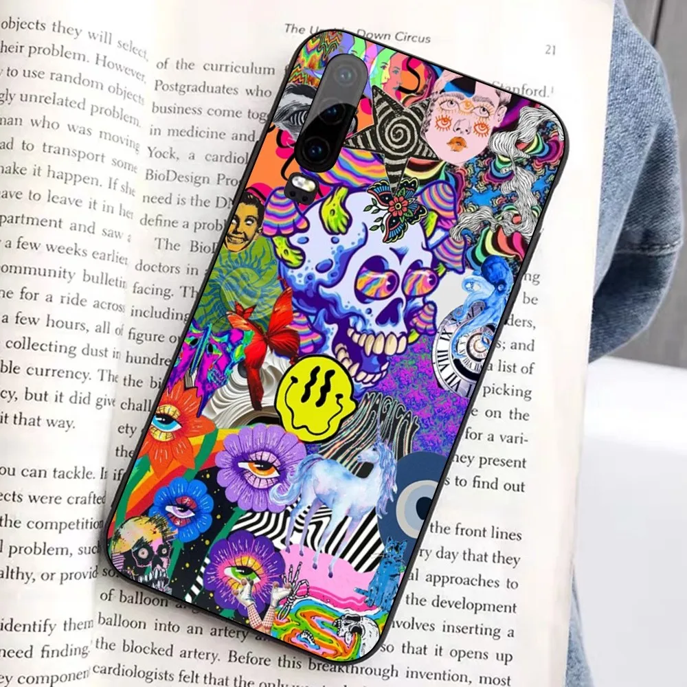 Cool Cartoon Graffiti Colored Laser Print Phone Case For Huawei Honor 10 lite 9 20 7A 9X 30 60 70 pro plus Soft Silicone Cover