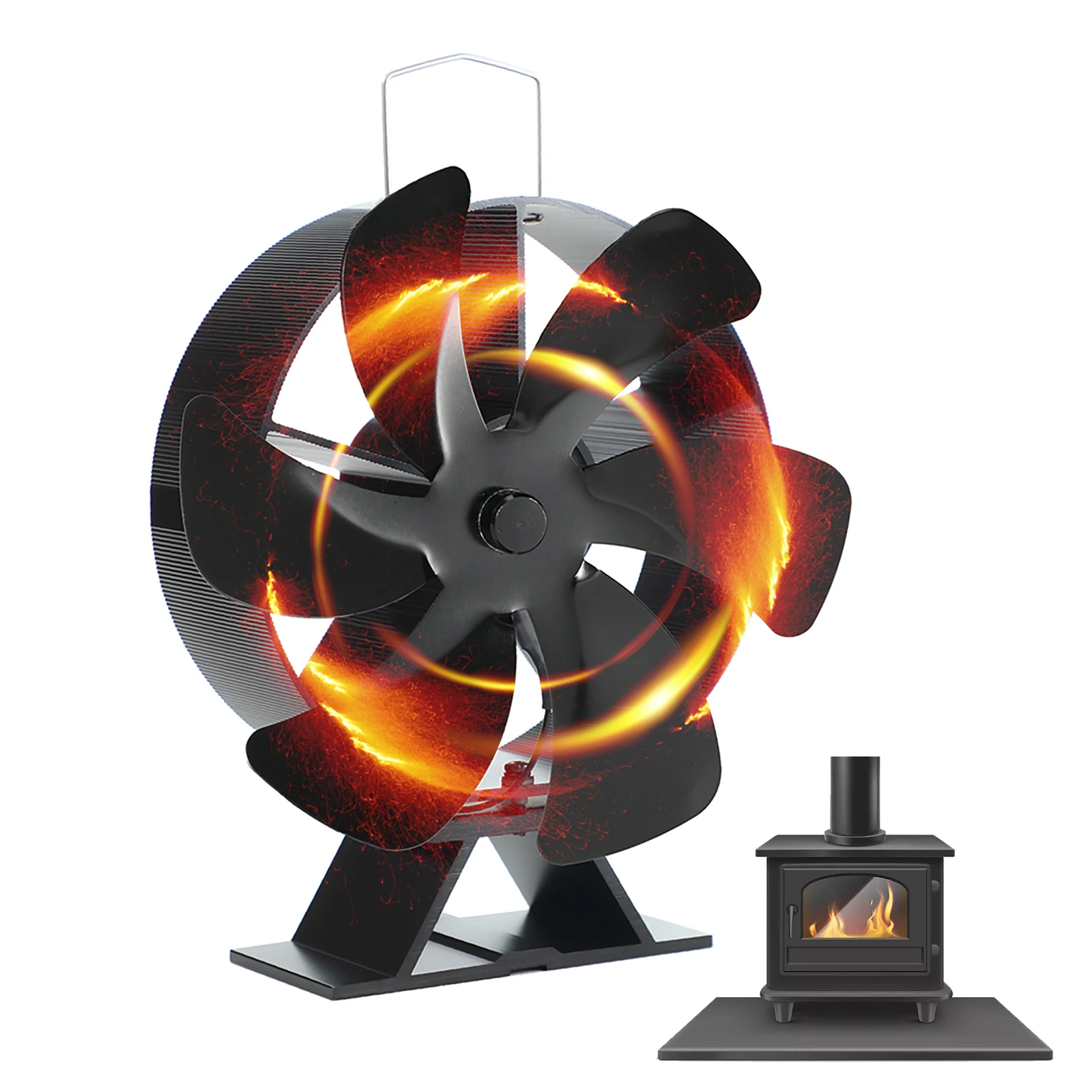 

Stove Fan, 5 Blades Fireplace Fan, Heat Powered Fireplace Fan With Thermometer Stove Fan Fireplace Fan Heater Efficient Heat
